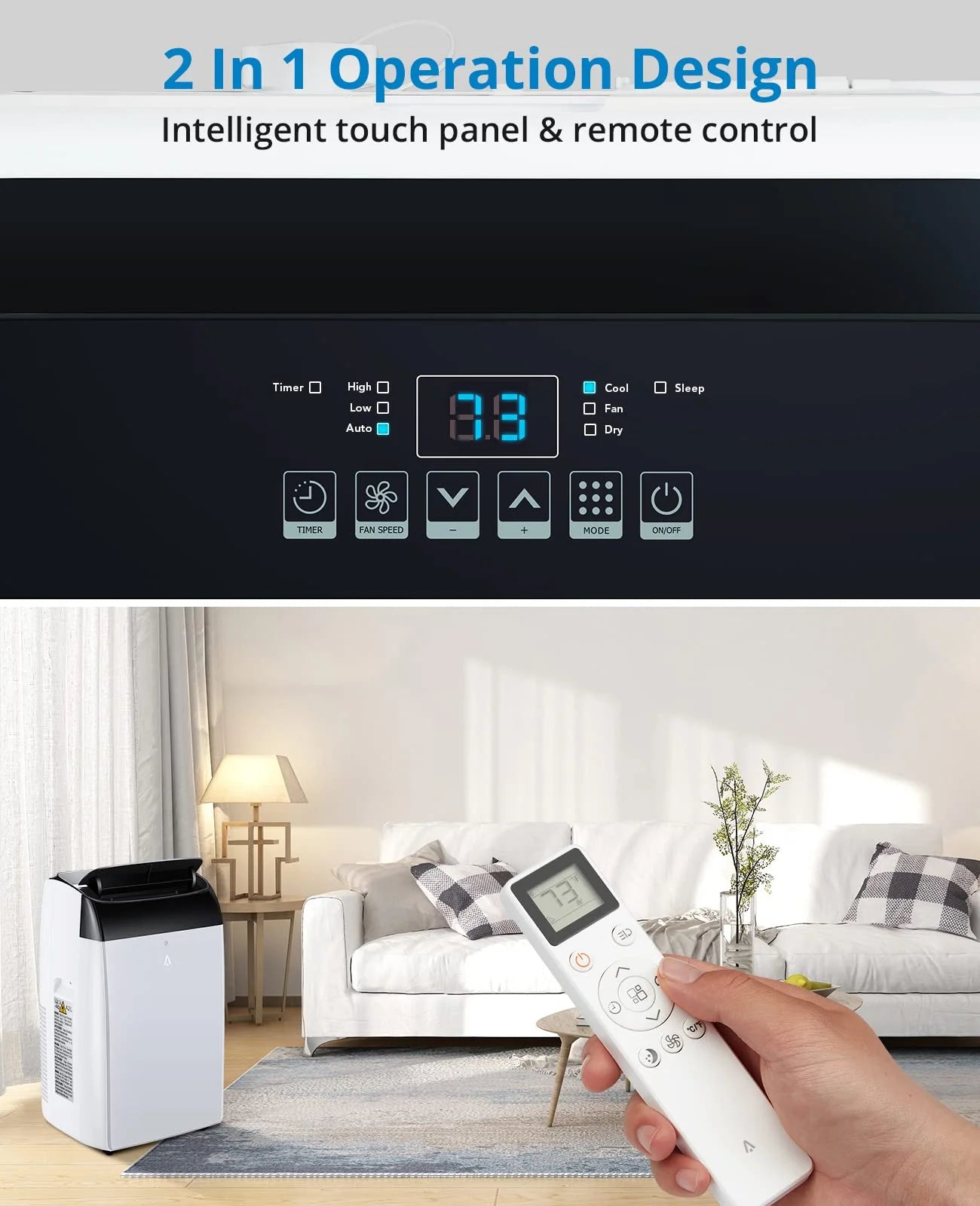 2025 New 14000 BTU Portable Air Conditioner Cools up to 750 Sq.Ft, 3-in-1 Quiet Portable AC Unit with Remote Control & Installation Kits for Large Room, 3 Speed, Auto Swing, 24H Timer