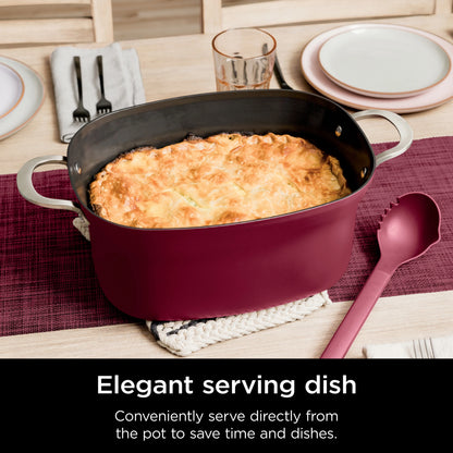 Ninja Foodi Possible Cooker, 8.5 Quart, 6-in-1 Multi-Cooker, Slow Cooker, Steamer, Glass Lid Integrated Cooking Utensil, Nonstick, Oven Safe Pot to 500°F, Cherry Tarte, MC1000WM