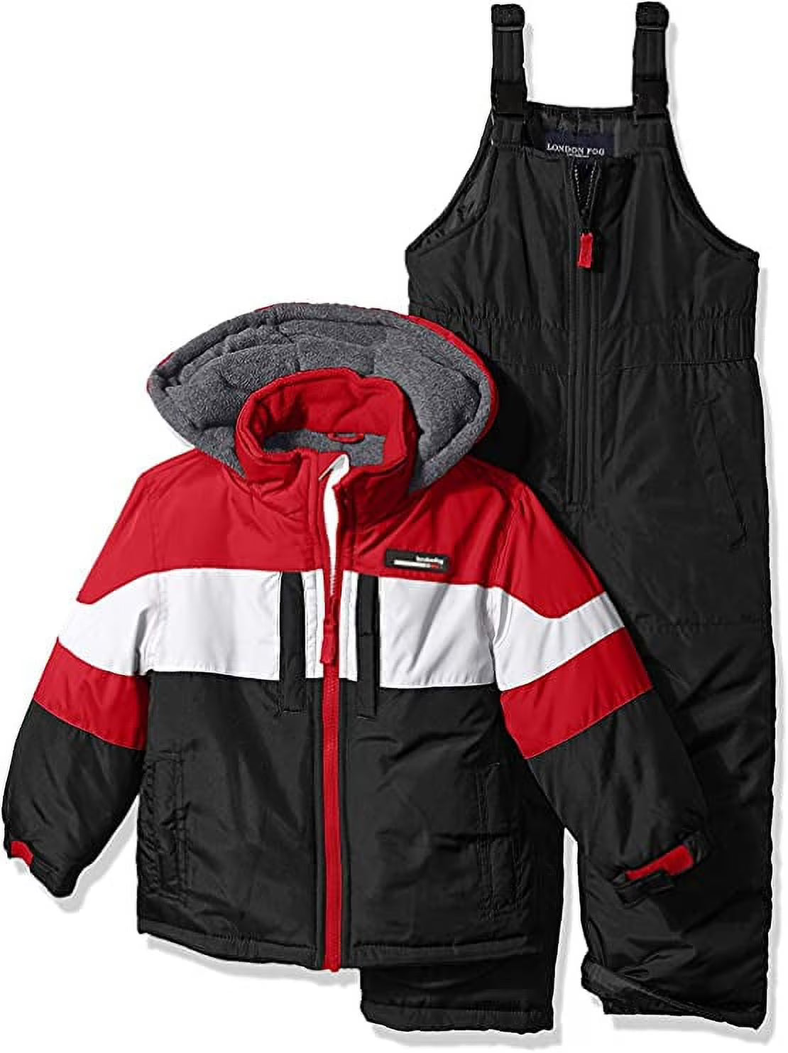 LONDON FOG Big Boys' 2-Piece Colorblock Snow Bib and Jacket Snowsuit