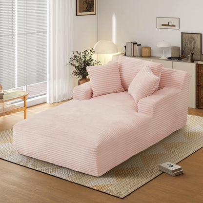 Aukfa 78.7" Extra Long Chaise Lounge Sofa, Oversized Upholstered Couch with 3 Pillows for Indoor Living Room/Bedroom,Orange