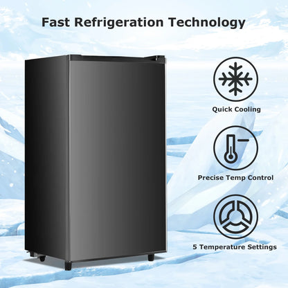 Beddle Mini Fridge with Freezer 3.2 Cu.ft Small Refrigerator for Dorm Bedroom, Compact Refrigerators Single Door Adjustable Thermostat Low Noise,Silver