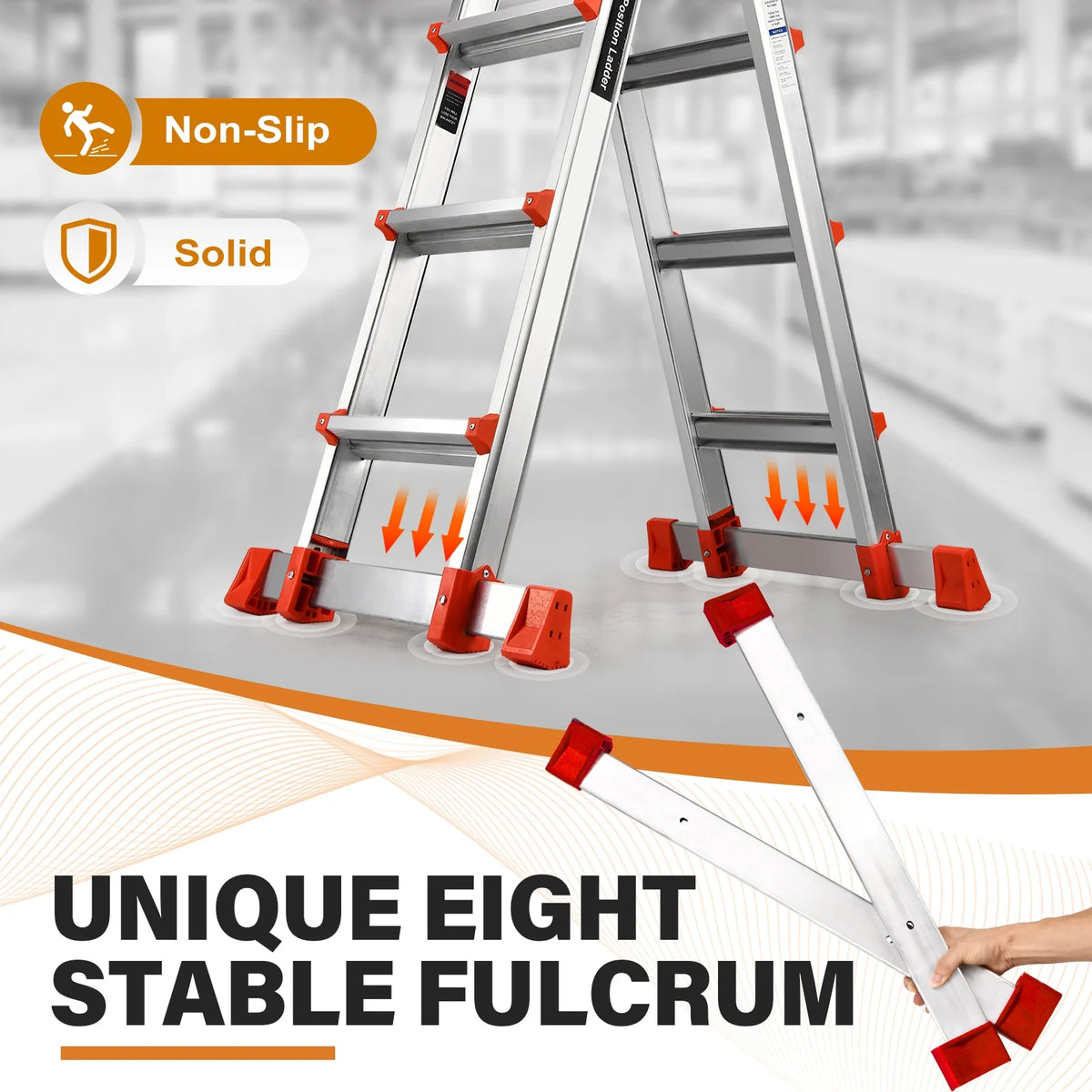 HBTower Ladder, A Frame 4 Step Extension Ladder, 14 Ft Multi Position Ladder with Removable Tool Tray and Stabilizer Bar, 330 lbs Capacity Telescoping Ladder for Household and Outdoor Work