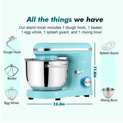 Kitchen in the box Tilt-Head Stand Mixer, Electric Kitchen Mixer with 6.5QT Stainless Steel Bowl, 660W Food Mixer with 6-Speed, Black