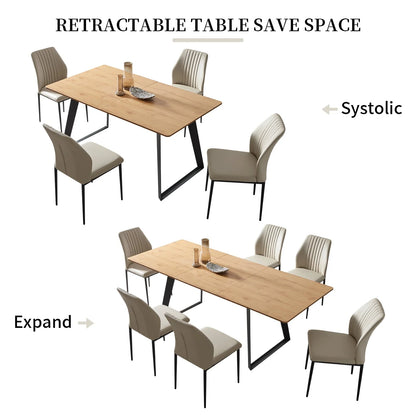 jiexi Modern mid-Century Dining Table Dining Table and Chairs for 6 Rectangular Wooden Dining Table Expandable Dining Table Space-Saving Multifunctional Dining Table