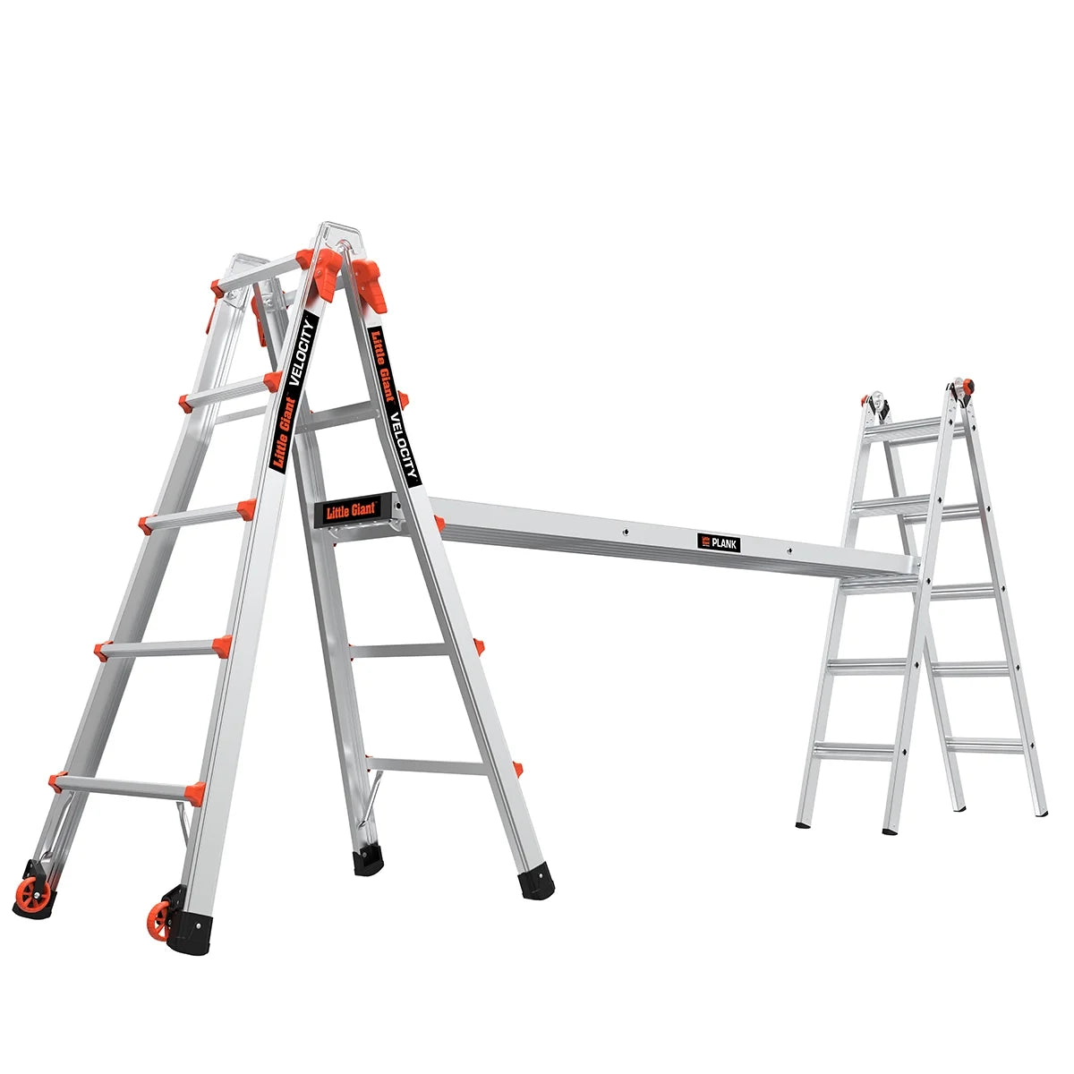 Little Giant Ladders Velocity 22-ft Multi-Position Ladder, Aluminum, 300 lb Capacity, Telescoping, A-Frame, Extension, with Wheels and Slip-Resistant Feet