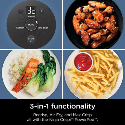 Ninja Crispi 3-in-1 Portable Glass Air Fryer Cooking System, 1500W, 4-Qt & 5-Cup TempWare Glass Containers with Storage Lids, Microwave, Freezer & Dishwasher Safe, White, FN100WH
