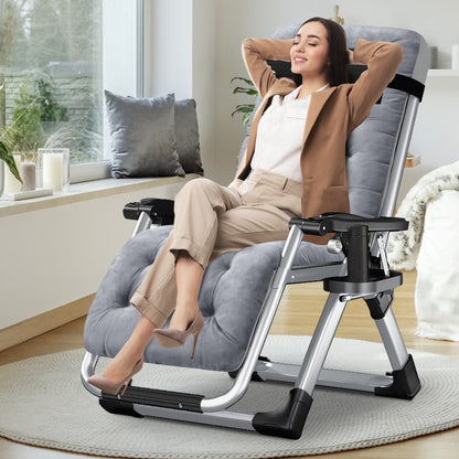 NAIZEA Zero Gravity Chair with Removable Cushion and Cup Holder Black