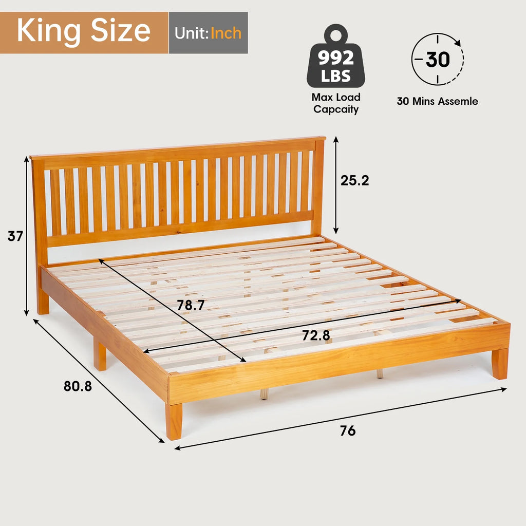 YRLLENSDAN Adult 37 Inches Bed Frames with Headboard, Twin