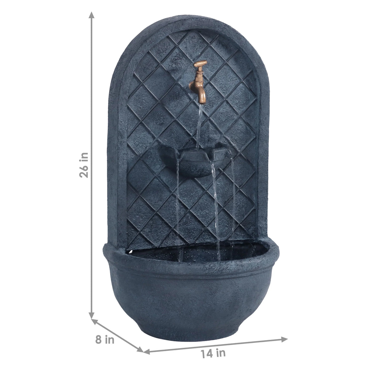 Sunnydaze Messina Polystone Outdoor Solar Wall Fountain, Bronze
