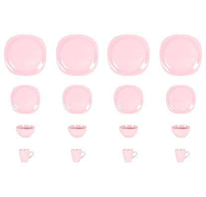 Stoneware Square 16pc Dinnerware Set, Matte Rose