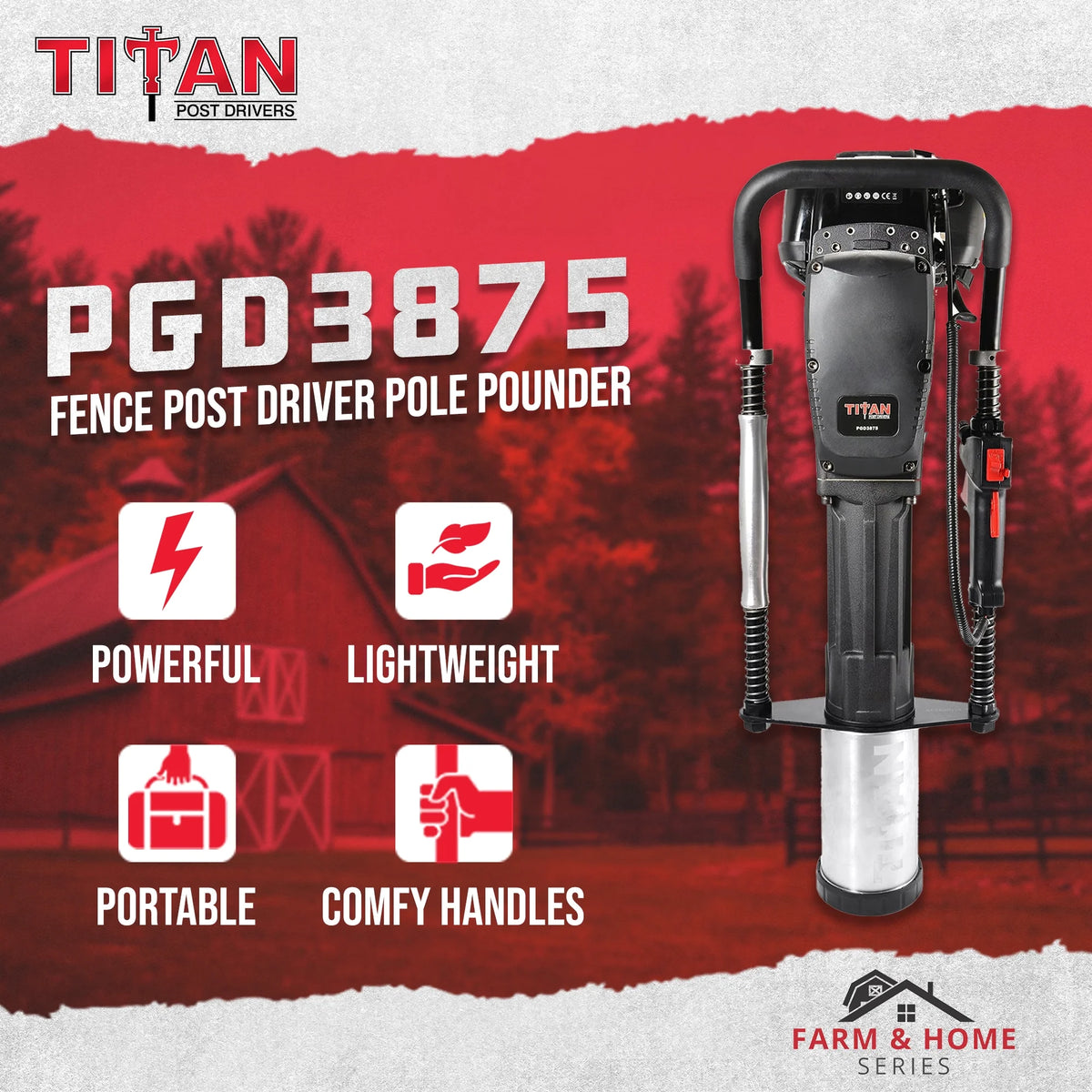 Titan Post Drivers PGD2875 Portable Gas-Powered Light-Duty Driver, 30 lbs.