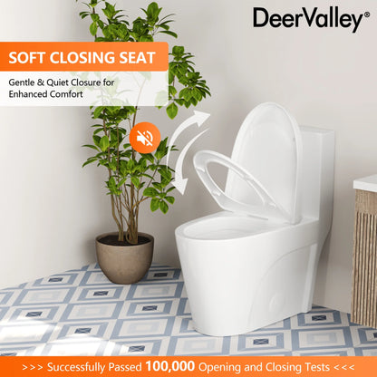 DeerValley One Piece Modern Toilet, Elongated Dual Flush Standard White Toilet With Comfort ADA Seat Height(Seat Included) DV-1F52102Pro