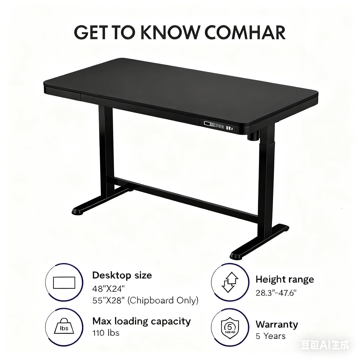 FLEXISPOT 48" W Home Office Height Adjustable Standing Desk White and Maple with USB Charge Ports and Embedded Drawer