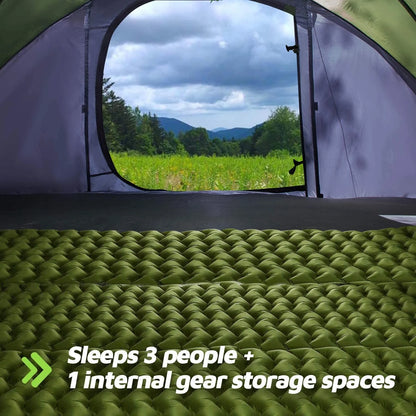 4 Person Easy Pop Up Tent,9.5��X6.6��X52'',Waterproof, Automatic Setup,2 Doors-Instant Family Tents for Camping, Hiking & Traveling