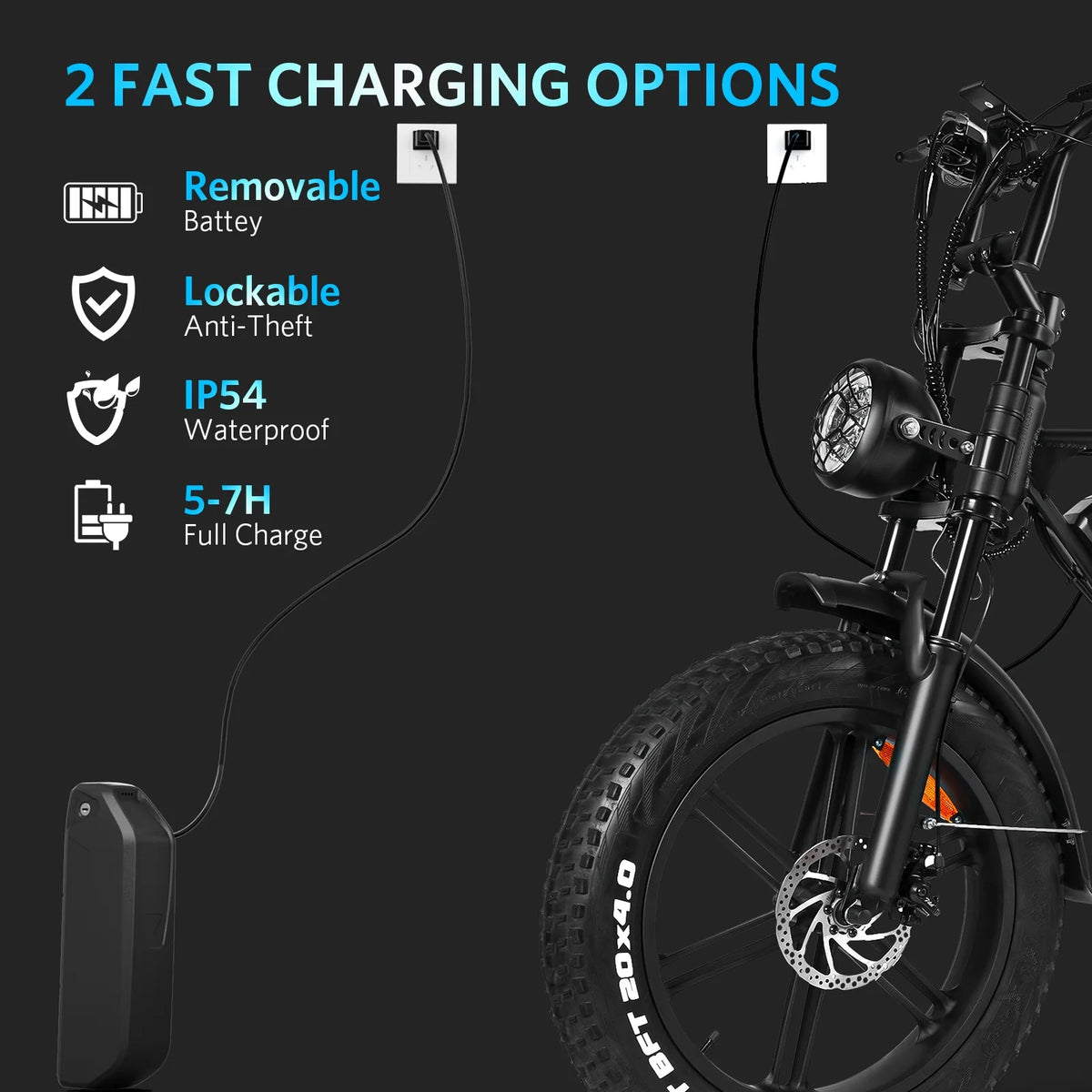 Hipatoo Electric Bike for Adults, 20" Electric Mountain Bike 750W 31MPH, 48V 15Ah Battery, UL2849
