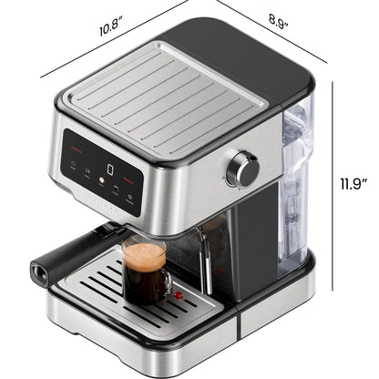 Chefman CraftBrew Espresso Machine w/ Steam Wand and Touch Controls �C Stainless Steel