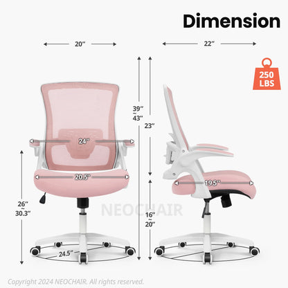 NEO CHAIR Ergonomic Office Chair, Adjustable High Back Mesh Desk Chair with Flip-up Arms, Black