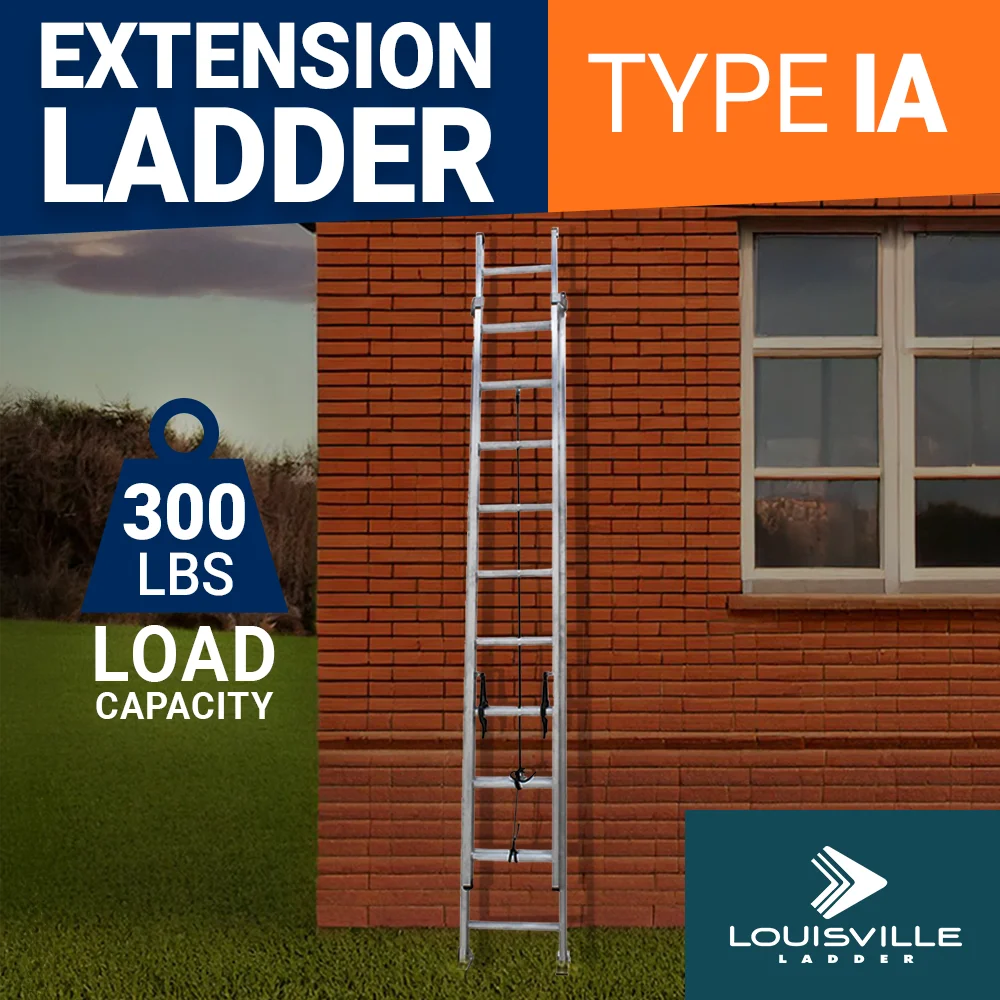 Louisville Ladder 32-Foot Aluminum Extension Ladder, 300-Pound Load Capacity, Type IA, AE2232