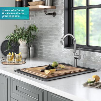 KRAUS Bellucci 18 Granite Composite Workstation Drop-In Top Mount Single Bowl Kitchen Bar Sink in White with Accessories