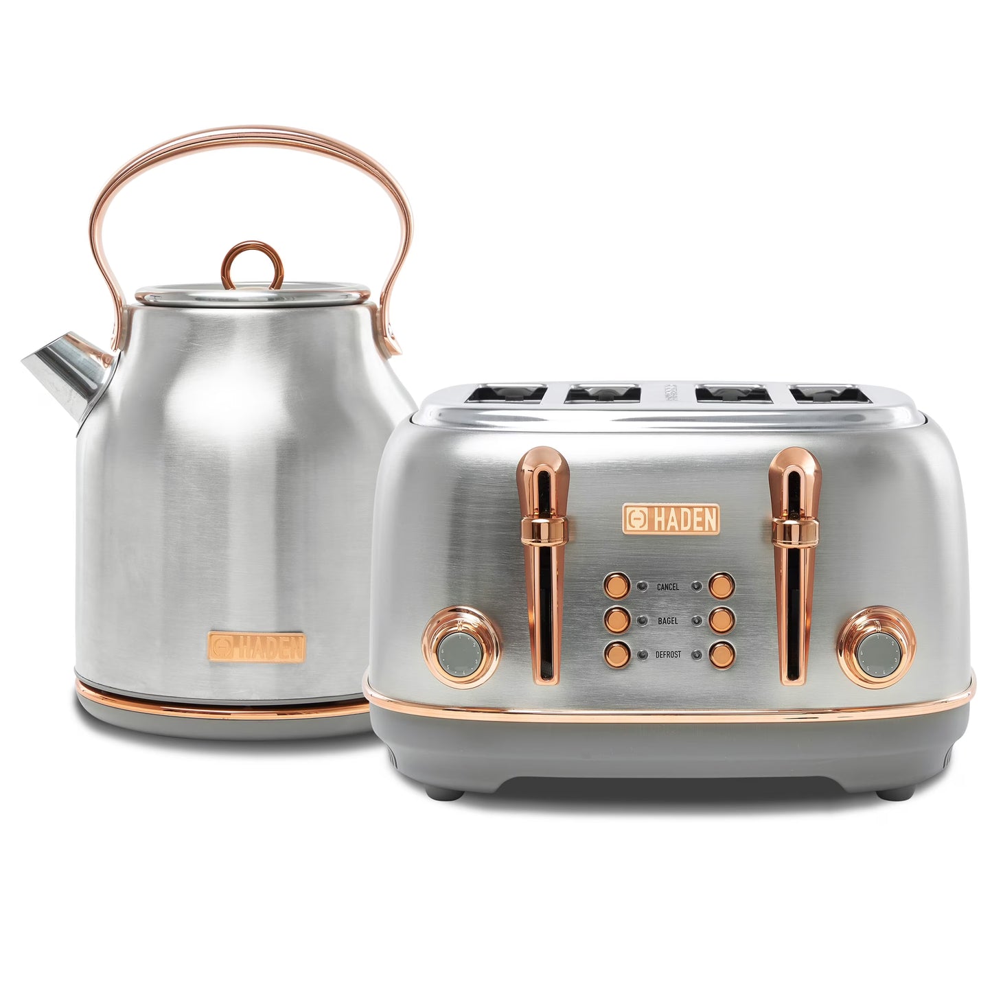 Haden Heritage 1500 1.7 Electric Kettle, Matte Black Finish with Copper Accents