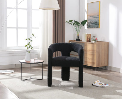 Guyou Modern Sherpa Upholstered Dining Chair, Cute Barrel Side Armchair Kitchen Chair with Armrests and Back for Living Room Dining Room Bedroom, Green