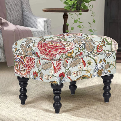 Homebeez 18'' Rectangle Ottoman Fabric Foot Rest Stool Multipurpose Vanity Stool Children Sofa Stool,Red