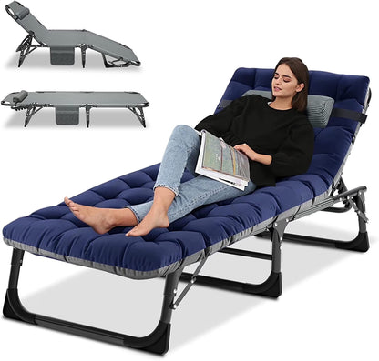 Slsy Folding Lounge Chair, 5-Position Adjustable Outdoor Reclining Chair, Folding Sleeping Bed Cot, Folding Chaise Lounge Chair for Pool Beach Patio Sunbathing