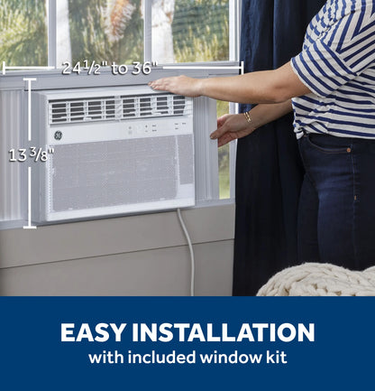 GE 8,000 BTU Smart Electronic Window Air Conditioner for Medium Rooms up to 350 sq. ft.