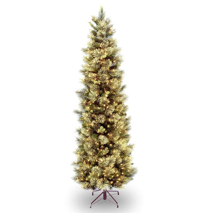 9 ft Pre-Lit Carolina Pine Slim Artificial Christmas Tree with 800 Clear Lights, Slim Profile