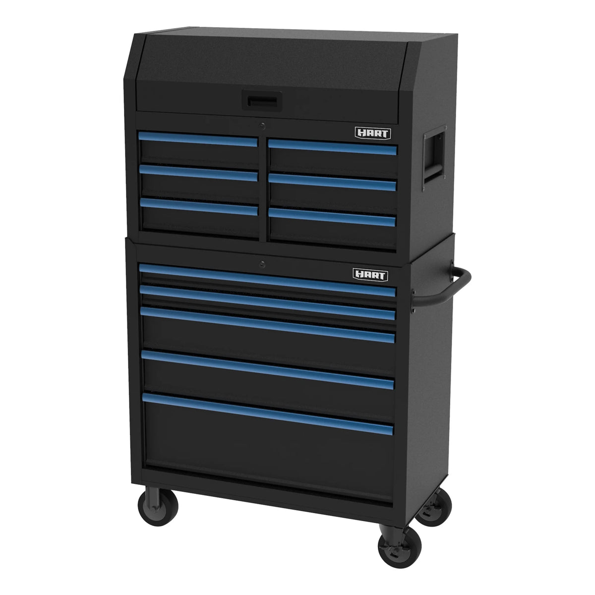 HART 36-Inch 5-Drawer Rolling Tool Cabinet with Wood Top, Locking Steel Garage Storage, Black