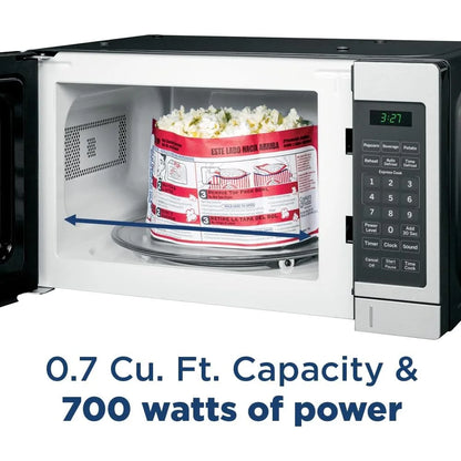GE GCST07N1WSS Countertop Microwave Oven 700-watt Compact 0.7 Cu Ft Stainless Steel Bundle with 2 YR CPS Enhanced Protection Pack