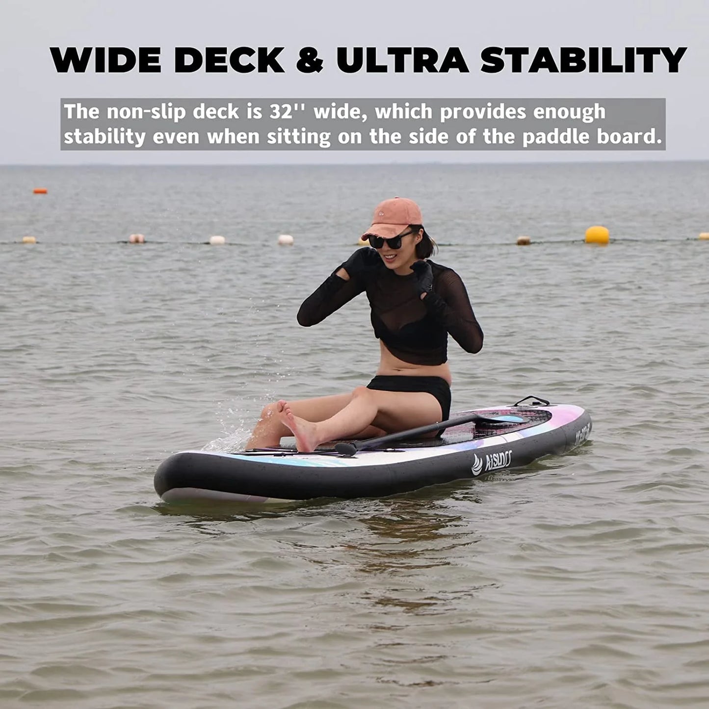 AISUNSS Inflatable Stand Up Paddle Board, 11ft Fishing Paddle Board with SUP Accessories