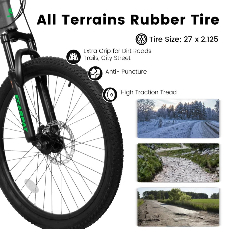 A2760 27.5 Inch Full Suspension Mountain Bike, Front and Rear Dual Shock Absorbers, Mechanical Disc Brakes, 21-Speed, Suitable for Men and Women, Ideal for Travel and Fitness Enthusiasts