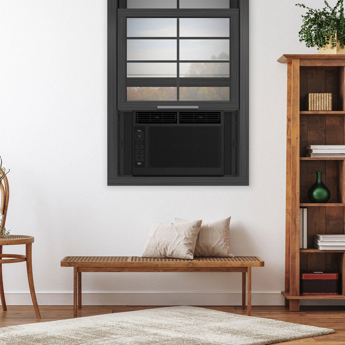 TCL 5,000 BTU Window Air Conditioner, Fan & Dehumidifier, 150 Sq. Ft., Remote Control, Easy-to-Use, Reusable Filter, Compact, Quiet, White, W5W3M