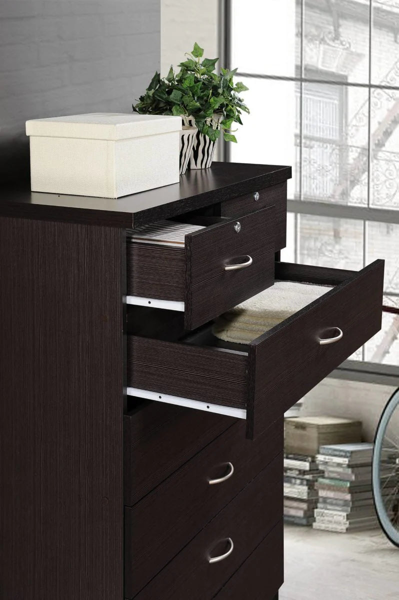 Hodedah 7 Drawer Dresser with Two Locks, Chocolate