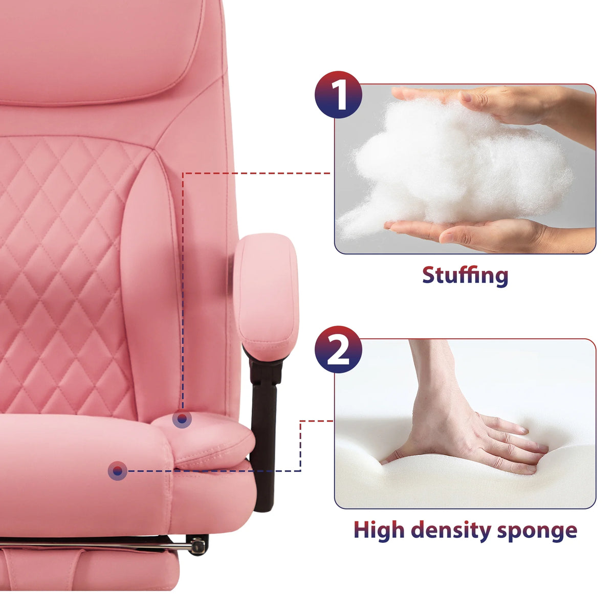 JONPONY Big and Tall Office Chair 500LBS Executive Office Chair Massage and Footrest Ergonomic Computer Desk Chair Reclining High Back Leather Office Chair Lumbar Back Support Swivel Rolling,Black