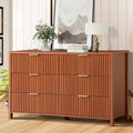Magic Union Fluted 6 Drawers Dresser for Bedroom, 54" Wide Chest of Drawers with Thick Plank Styling, Wooden Storage Drawer Organizer for Bedroom, Living Room,Hallway, Entryway, Brown