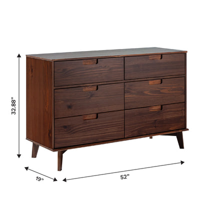 Walker Edison Sonoma 6-Drawer Solid Wood Caramel Dresser