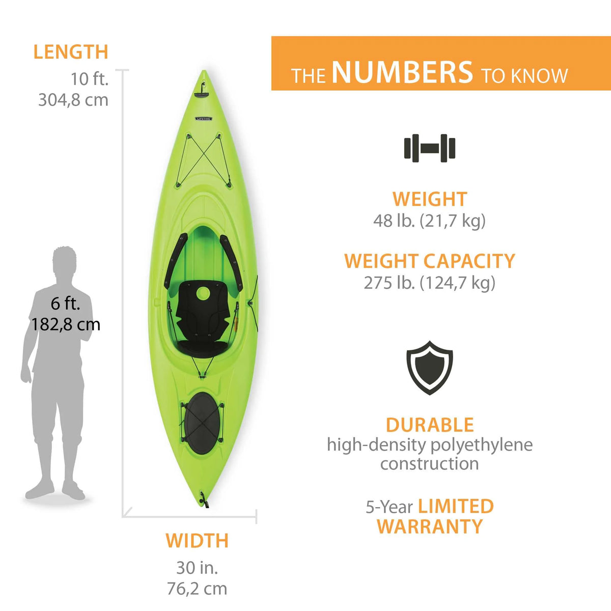 Lifetime Guster 10 Sit-Inside Kayak- Lime Green (90527)