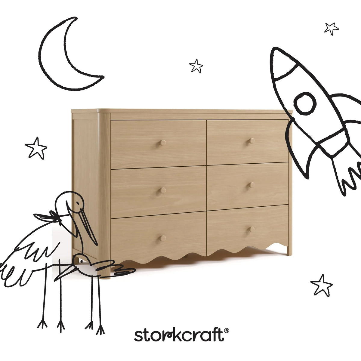 Storkcraft Casablanca 6 Drawer Nursery Dresser, Sage