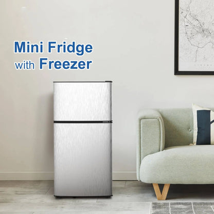 3.5 Cu.Ft Mini Fridge Freezer, 2 Door Small Refrigerator, 7 Level Adjustable Thermostat Freezer Fridge for Living Room, Kitchen and Apartment, Sivelr