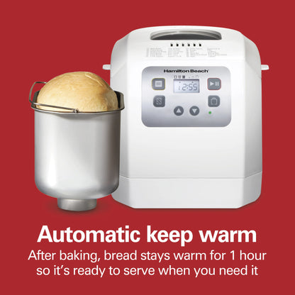 Hamilton Beach 2 lb Bread Maker Machine with 12 Settings Plus Gluten Free, White