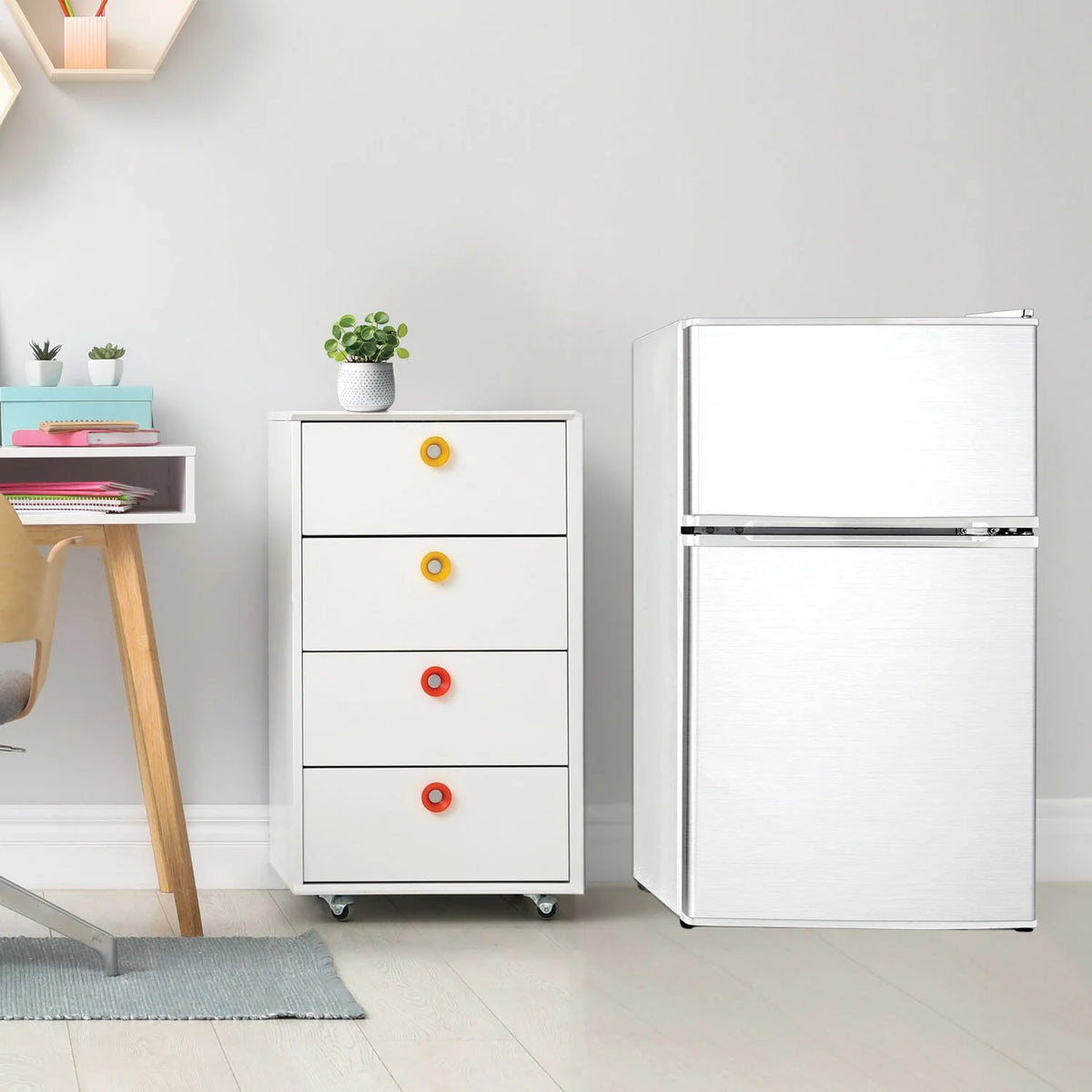 Keystone New Standard 3.1 Cu. ft. 18.5 in W Compact Standard Door Refrigerator/Freezer, White, KSTRC312CW