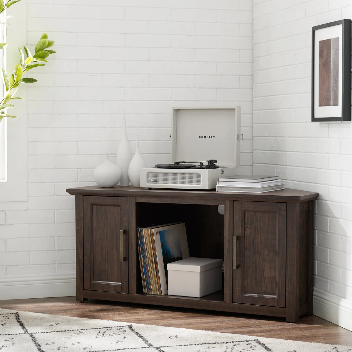 Crosley Furniture Camden 48" Corner Tv Stand Dark Walnut