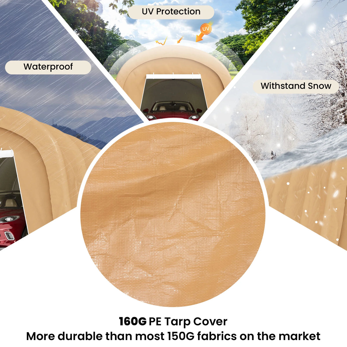 COSIEST 10'x20'Heavy Duty Carport ,Portable Outdoor Canopy Garage with Waterproof PE Roof and Steel Frame
