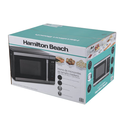 Hamilton Beach 1.1 cu ft Countertop Microwave Oven, Black and Stainless Steel