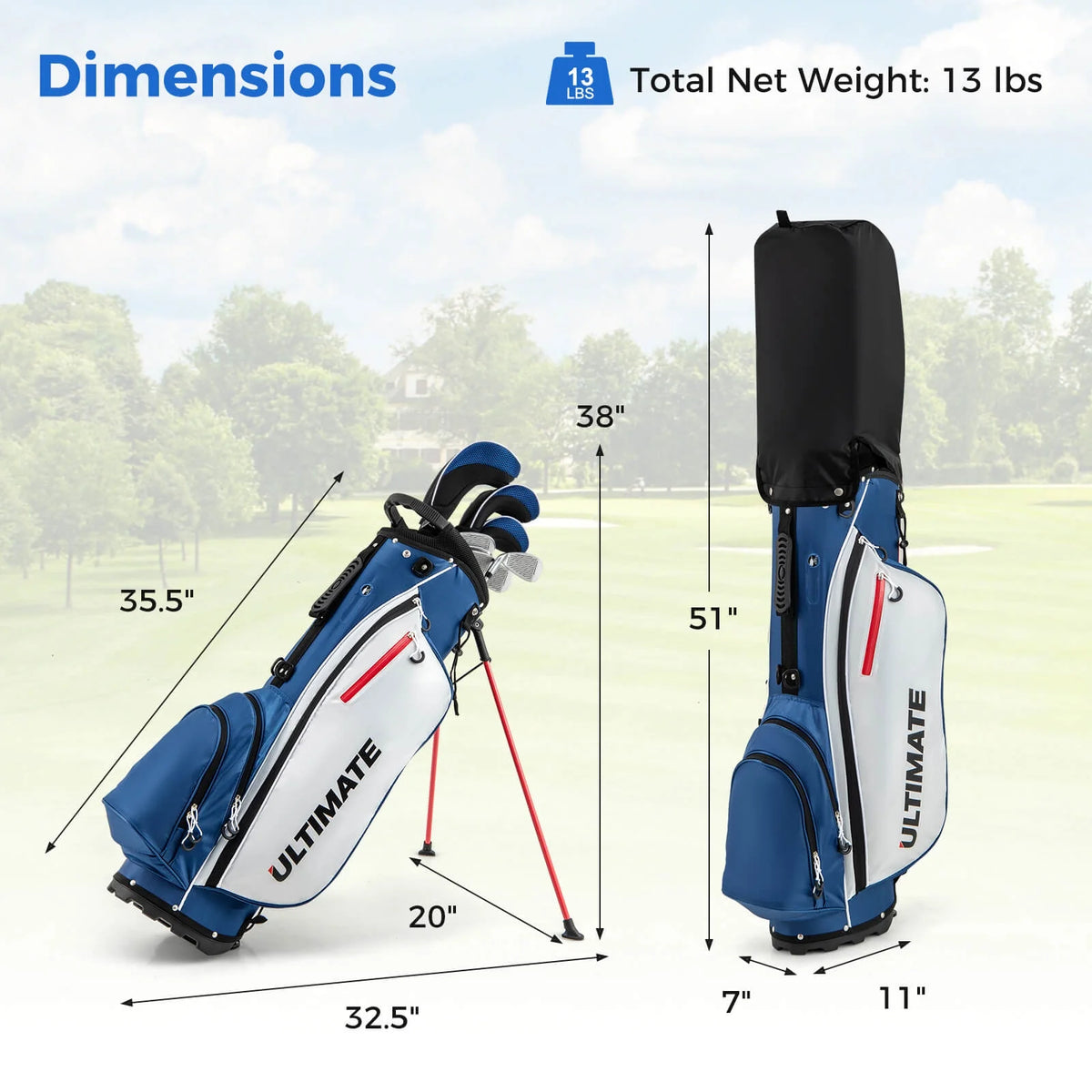 Costway Men's Complete Golf Clubs Package Set 10 Pieces Includes Alloy Driver