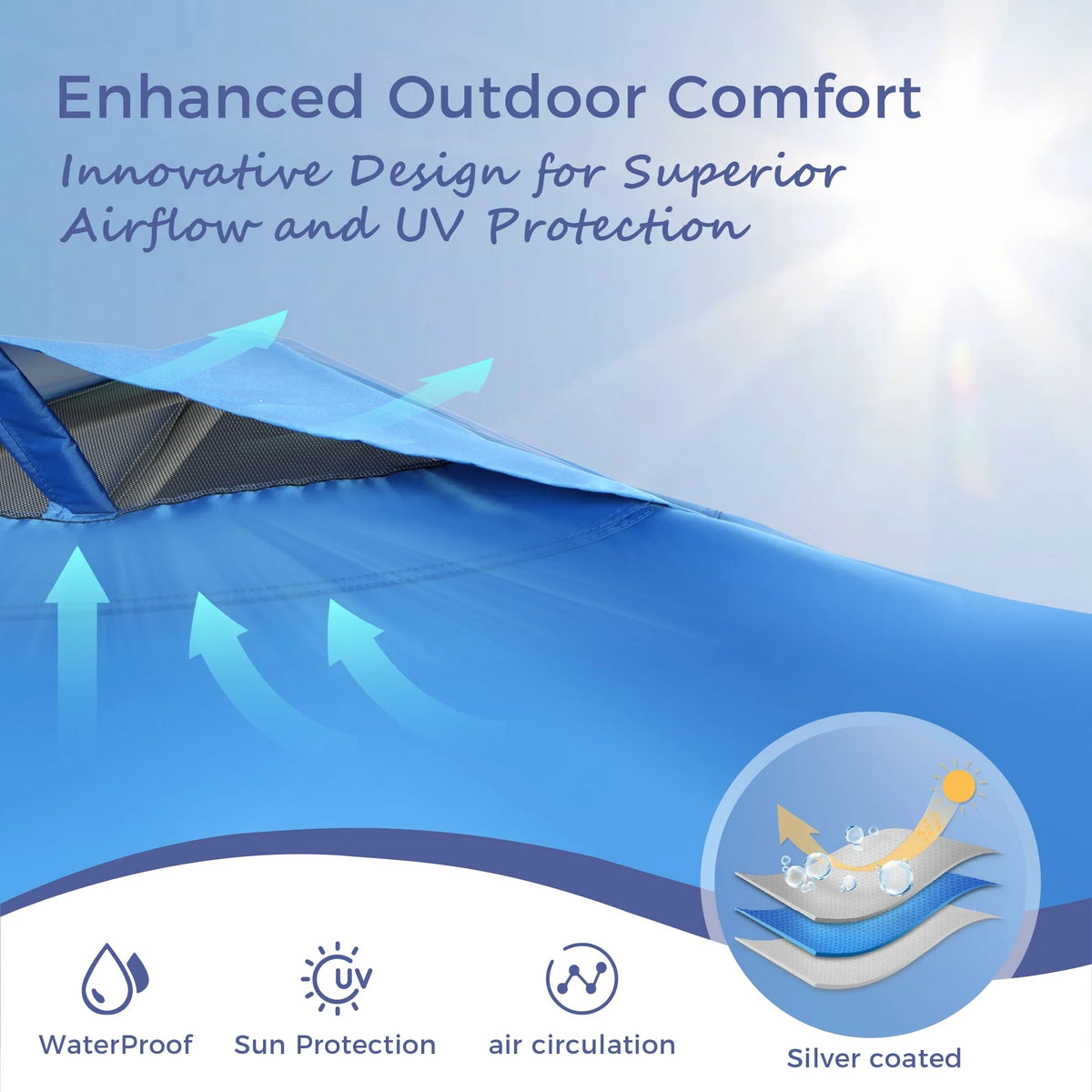 Phi Villa 10ft x 10ft Blue Pop Up Outdoor Canopy, Waterproof