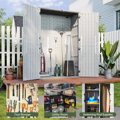 Aoxun Outdoor Storage Shed, 64 Cu.Ft Vertical Storage Sheds Outdoor with Floor, Outdoor Waterproof Storage Cabinet for Garage Storage, Pool Storage, Bike Shed, Garden Shed, Outdoor Storage(White)