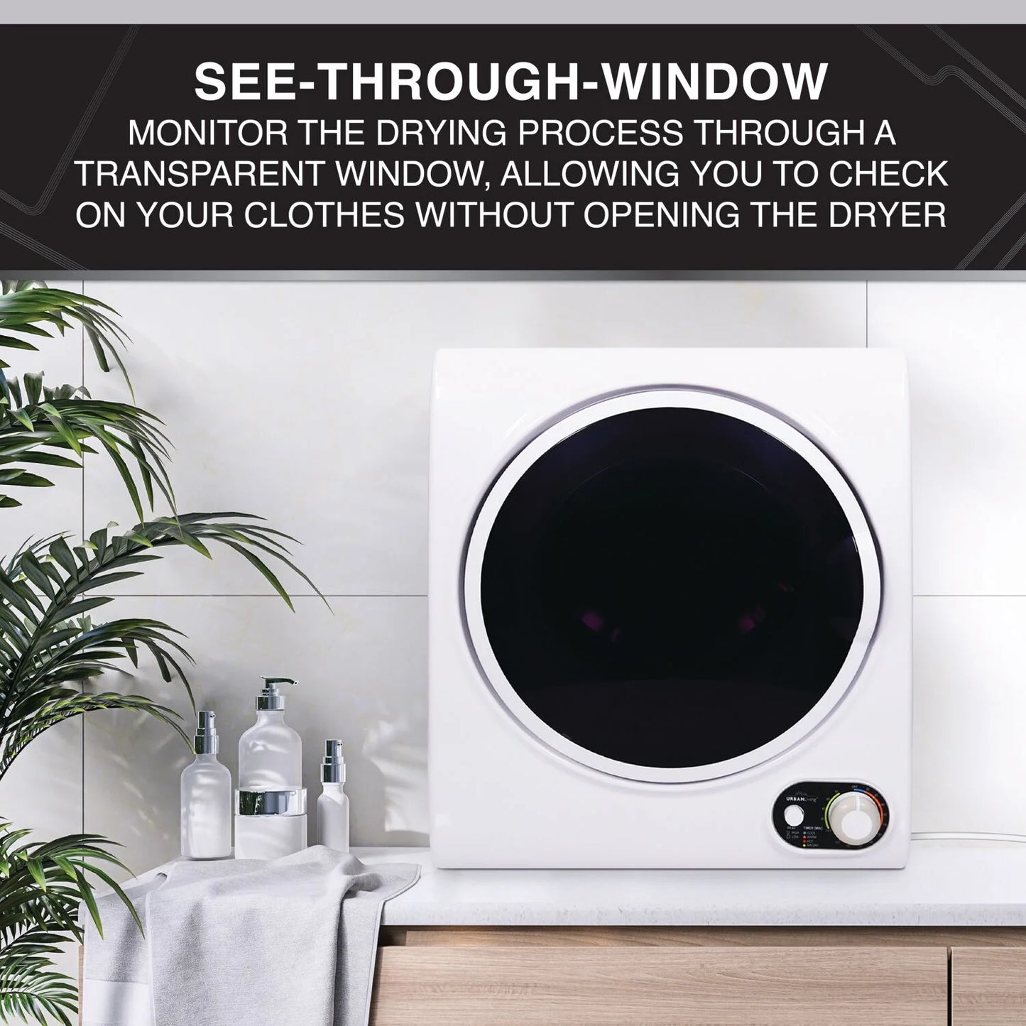 Urban Living 1.5-cu. ft. Compact Electric Dryer, Small Portable Clothes Dryer for Apartment and Small Spaces in White
